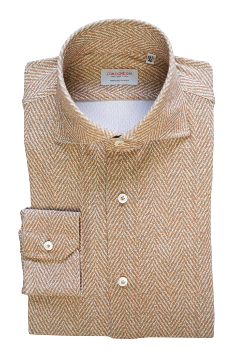 Herringbone  Shirt - Italian Cotton Innovation - Handmade in Italy