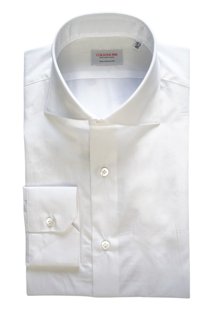 White Popeline Shirt Italian Cotton Handmade in Italy CORDONE1956