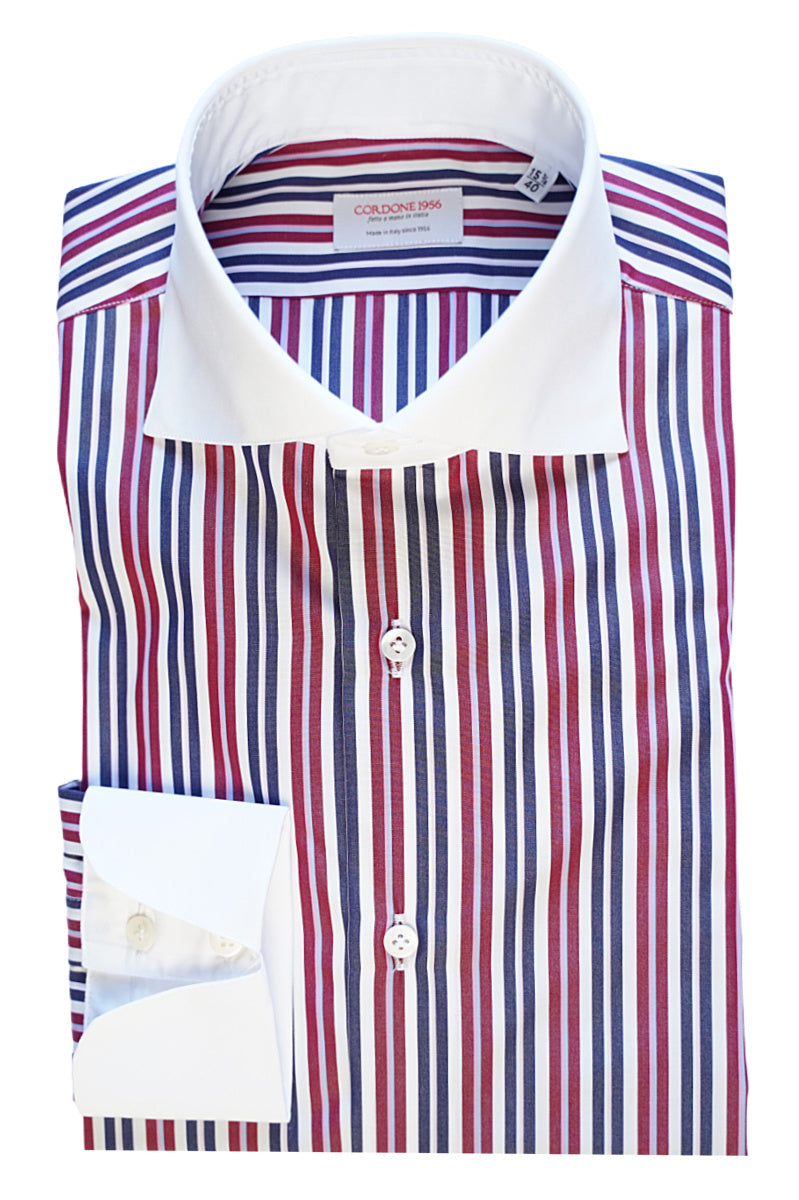 White Collar Striped Popeline Shirt SLIM FIT / XL 44