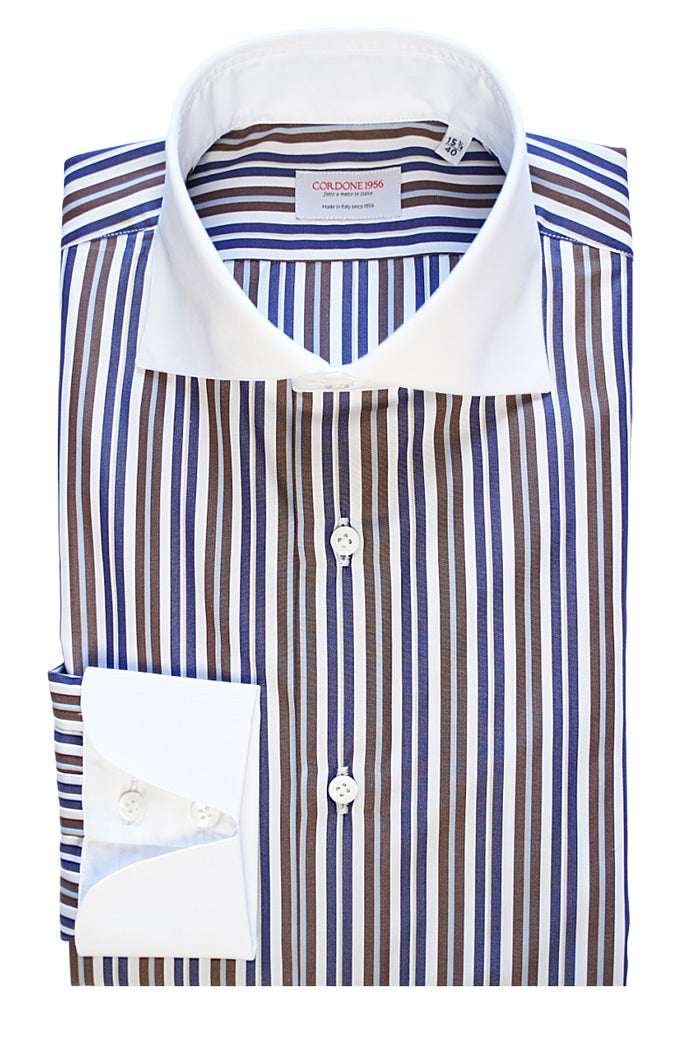 White Collar Striped Popeline Shirt Regular Fit / M 41
