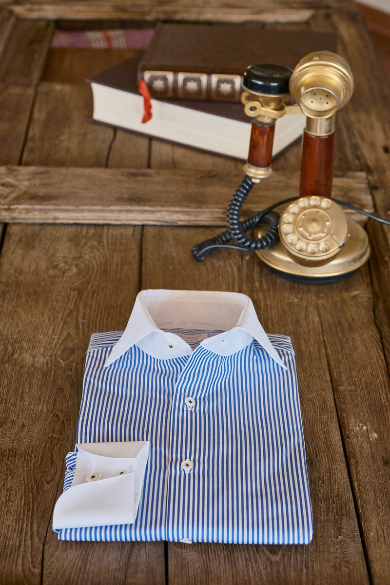 White Collar Striped Popeline Shirt Regular Fit / L 42 - 16 White Collar Striped Popeline Shirt Regular Fit / L 42 - 16