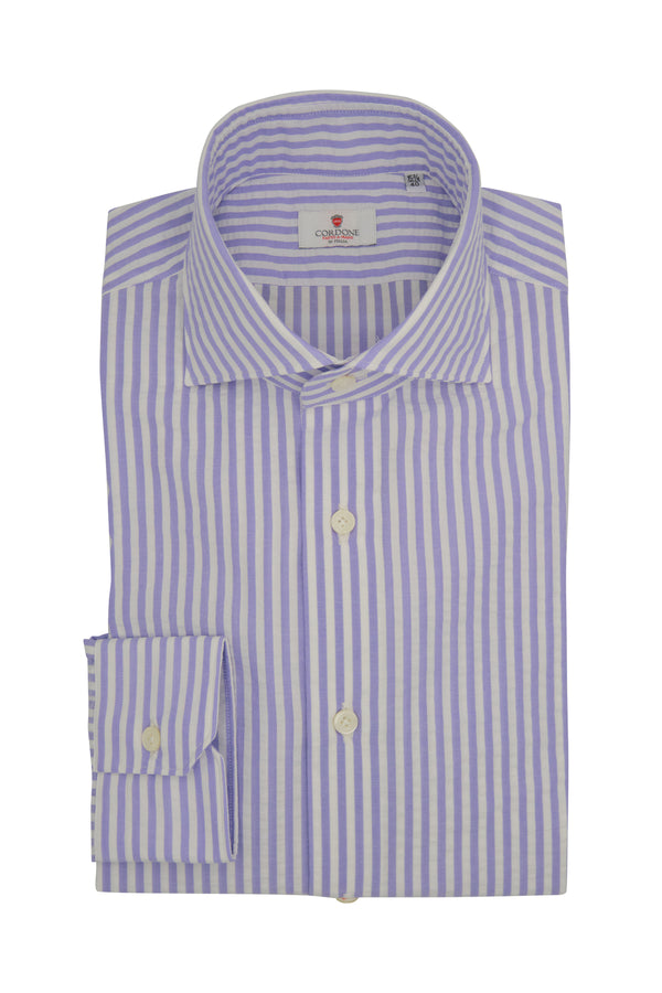 Lilac and white striped shirt