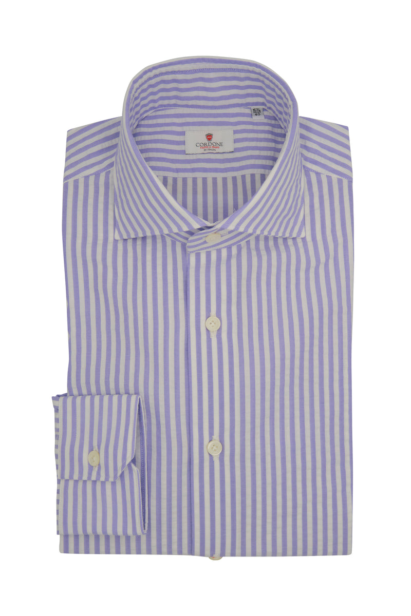 Lilac and white striped shirt