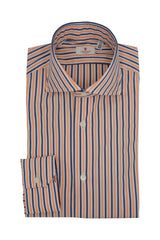 Blue and orange narrow striped shirt