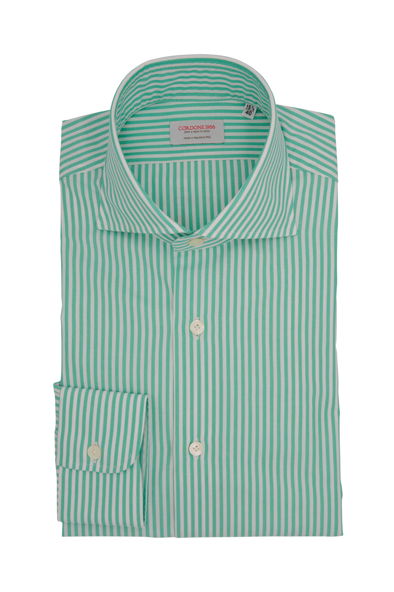 Green Striped Popline Shirt