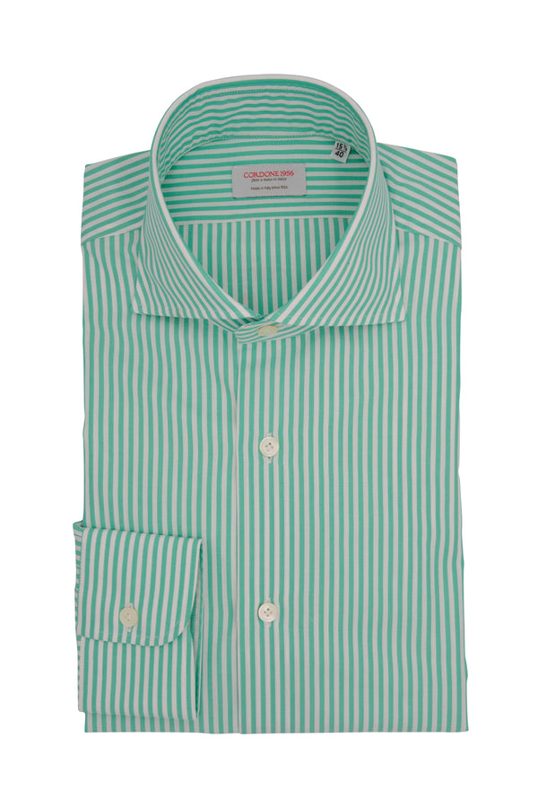 Green Striped Popline Shirt