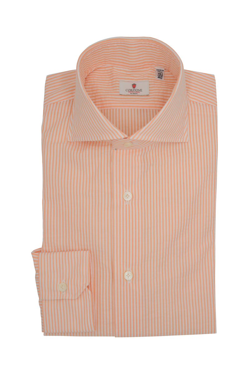 Narrow White and Salmon Line Shirt