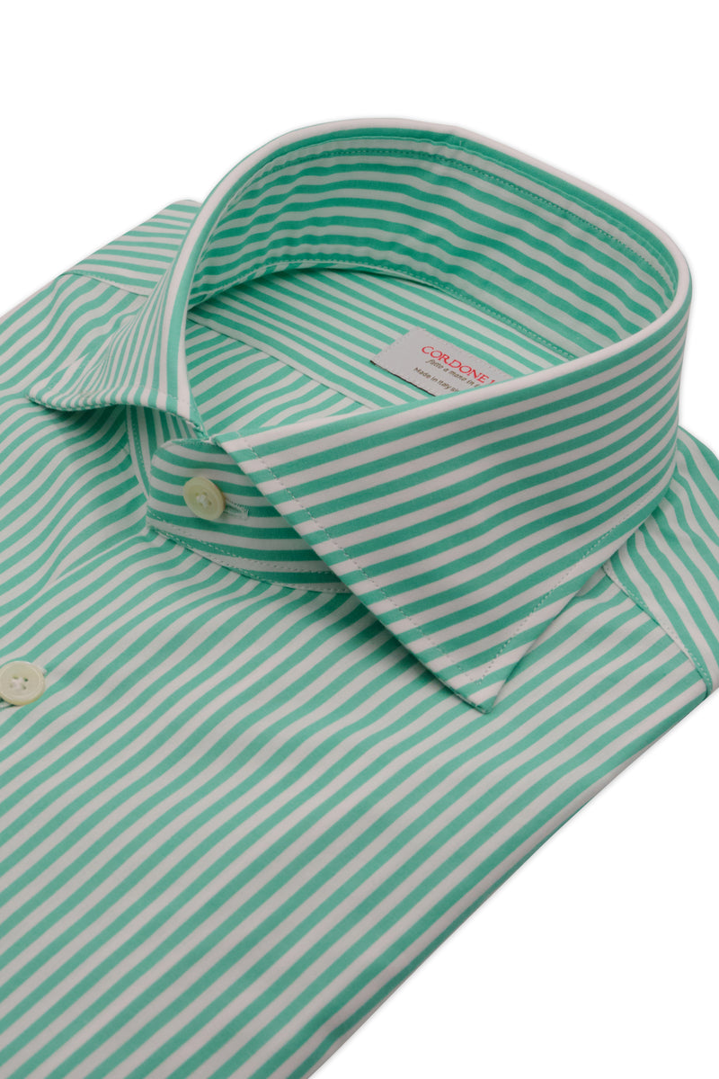 Green Striped Popline Shirt