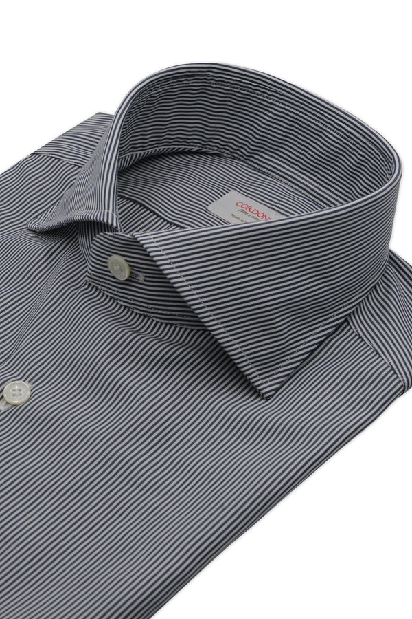 Narrow Stripe Blue and White Poplin Shirt