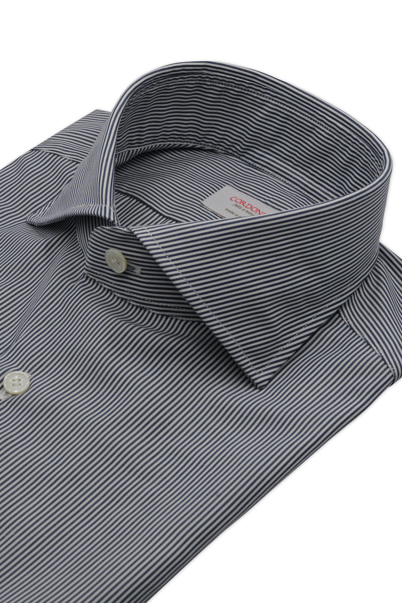 Narrow Stripe Blue and White Poplin Shirt