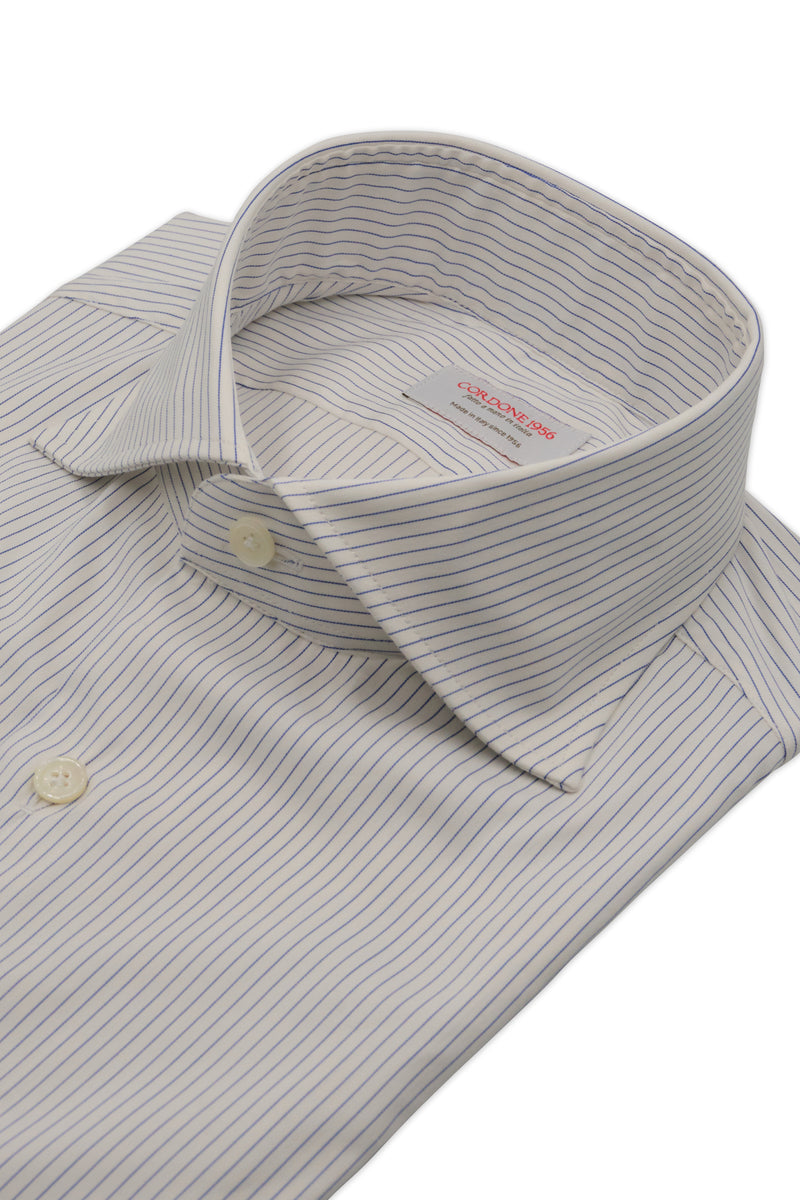 Narrow Blue Striped Poplin Shirt