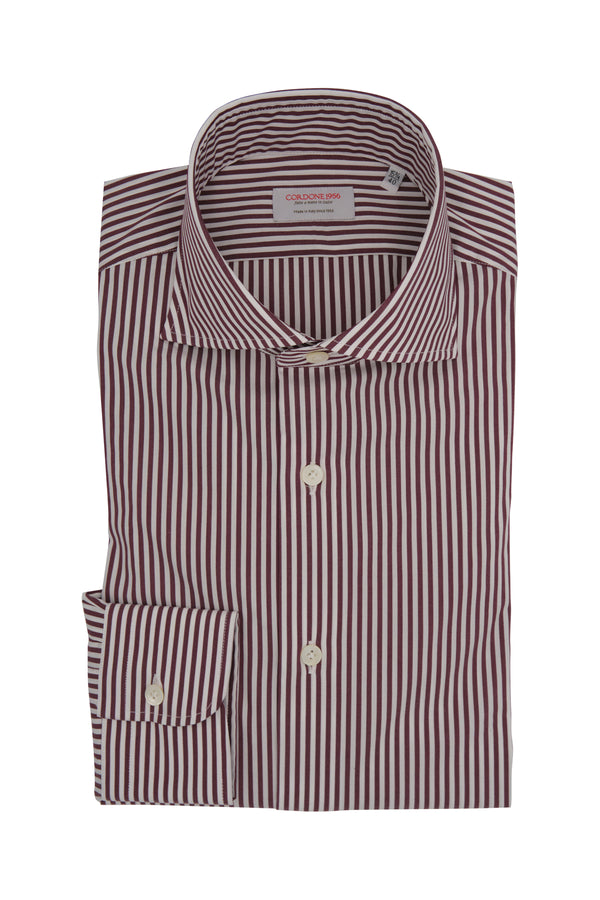 Brown Striped Popline Shirt