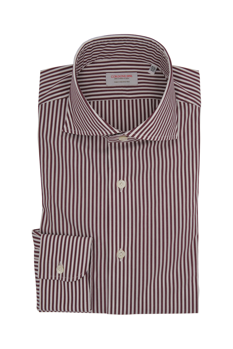 Brown Striped Popline Shirt