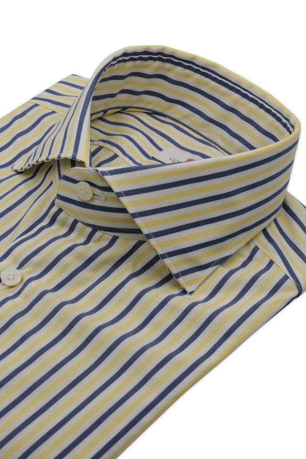 Narrow White Blue And Yellow Line Shirt