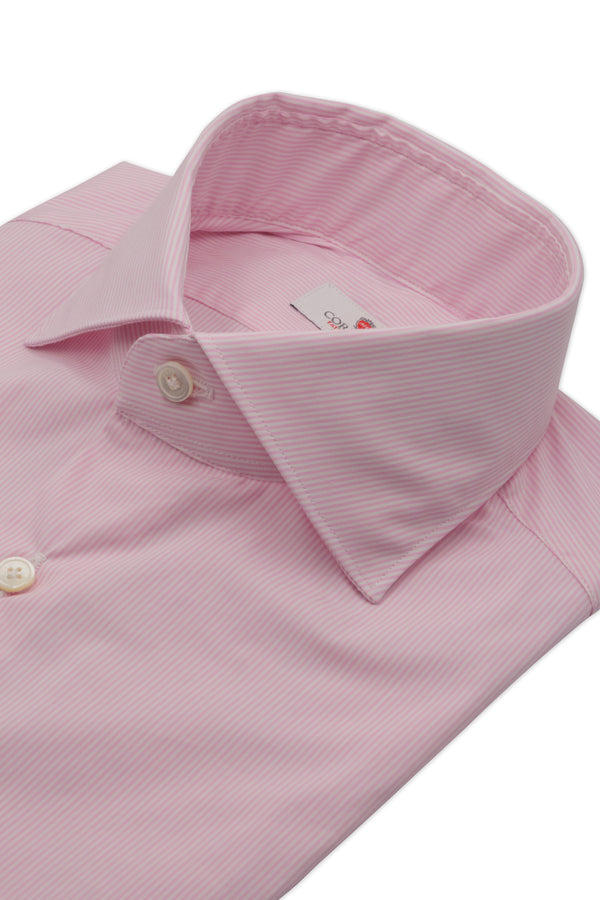 Narrow White And Pink Stripe Shirt