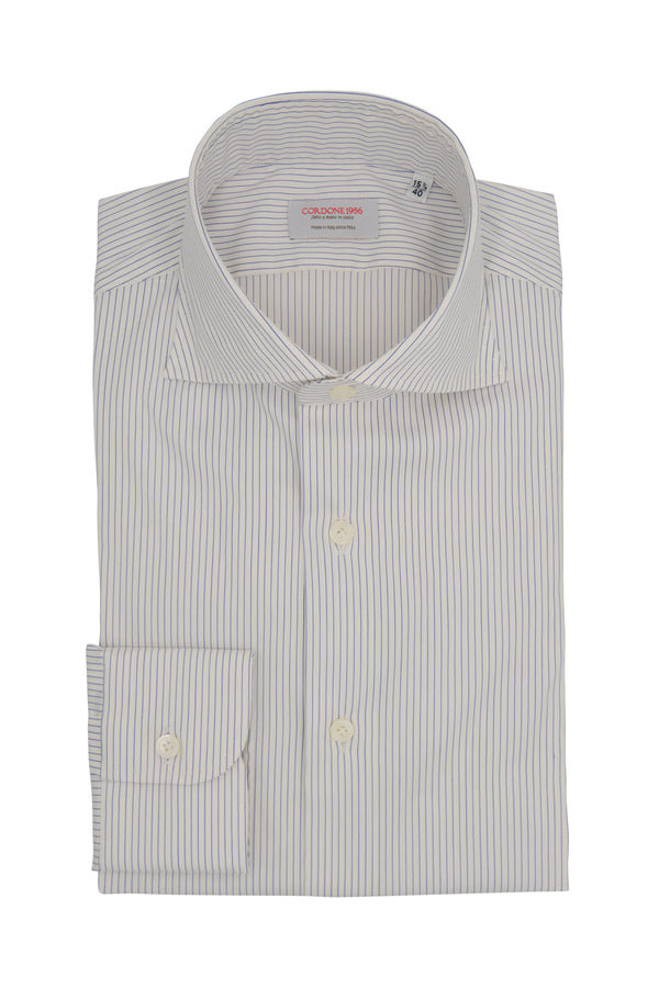 Narrow Blue Striped Poplin Shirt
