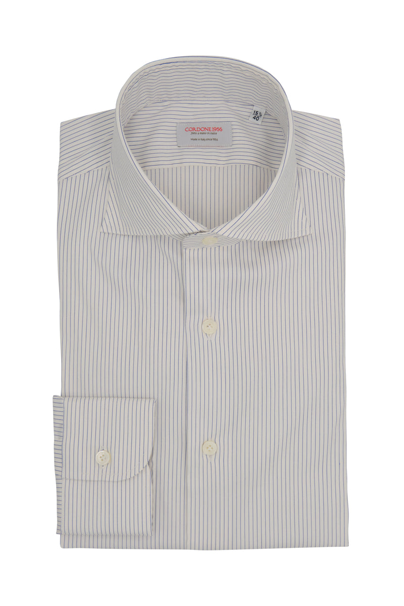 Narrow Blue Striped Poplin Shirt
