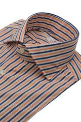 Blue and orange narrow striped shirt