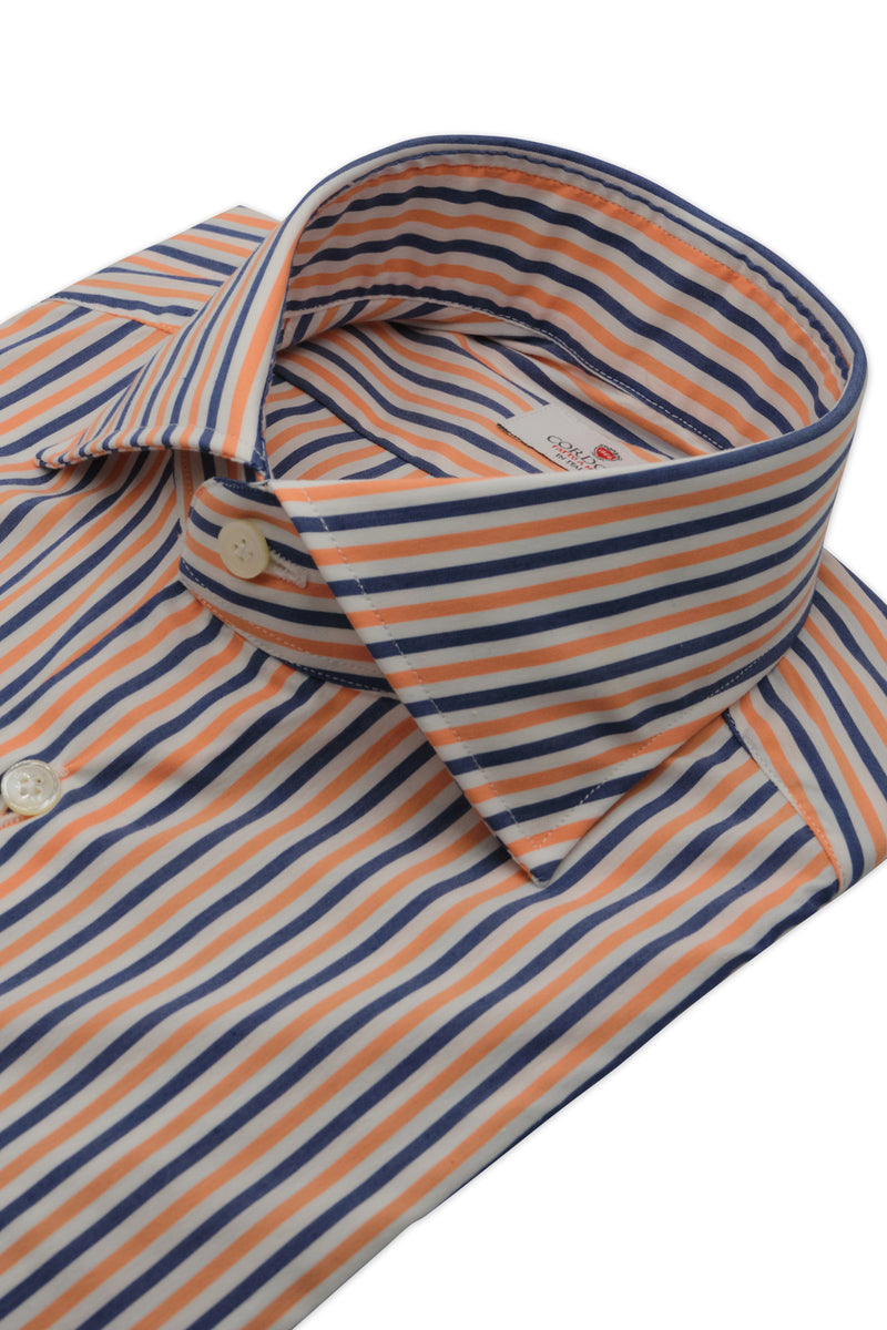 Blue and orange narrow striped shirt