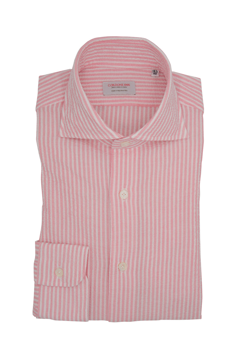 Seersucker Red Striped Poplin Shirt