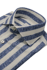 Blue and white striped linen shirt