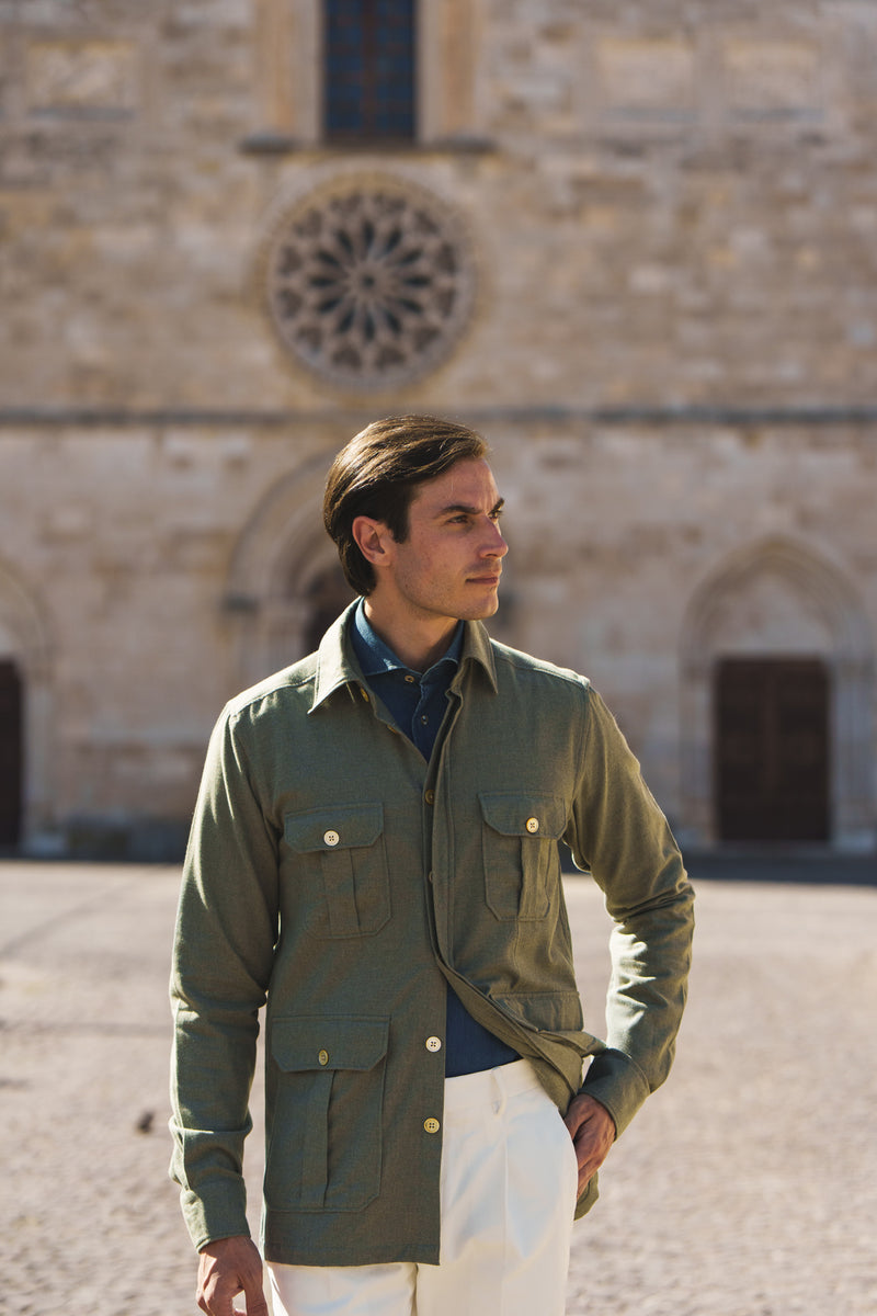 Safari Flannel Overshirt Military Green