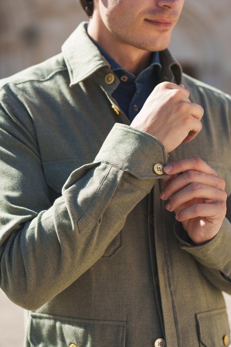 Safari Flannel Overshirt Military Green