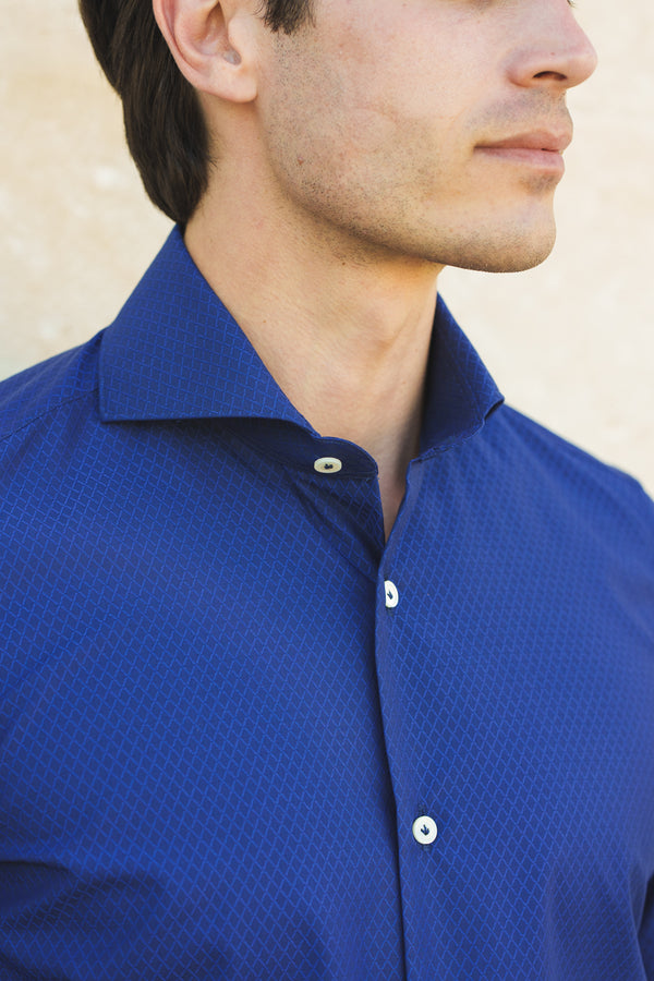 Dobby Shirt Blue Rhombs