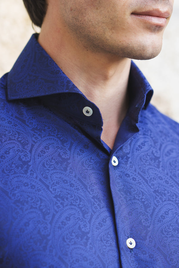 Dobby Shirt Blue Pasley