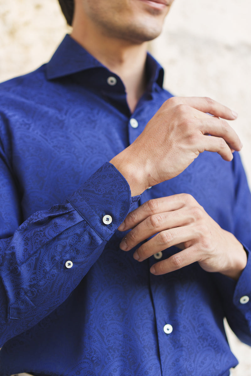 Dobby Shirt Blue Pasley
