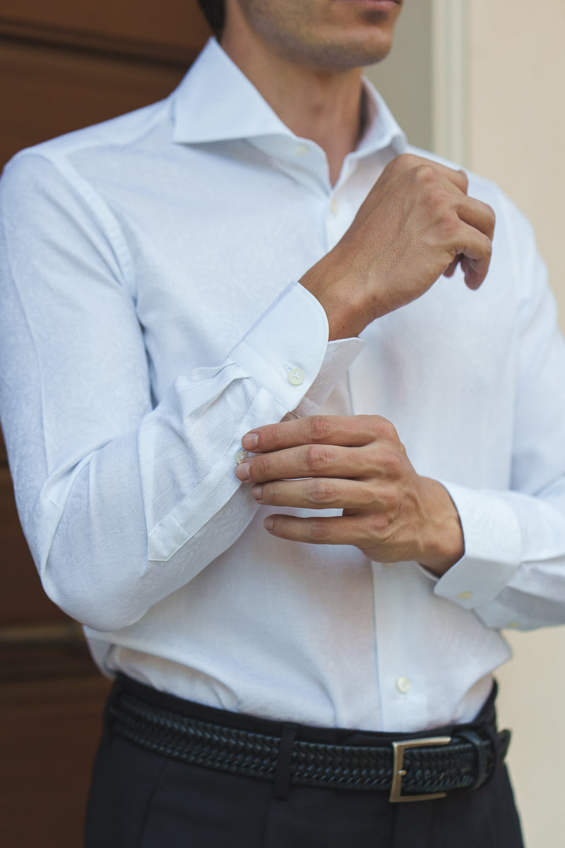 Dobby Shirt White Pasley