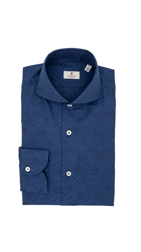 Dobby Shirt Blue Pasley