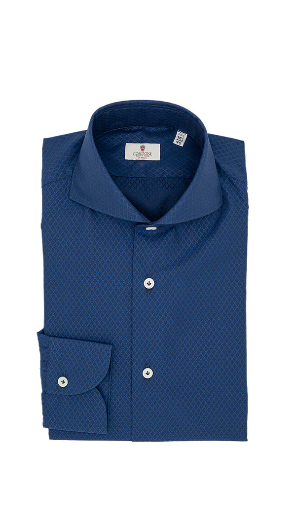 Dobby Shirt Blue Rhombs