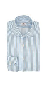 Camicia in twill a righe azzurre