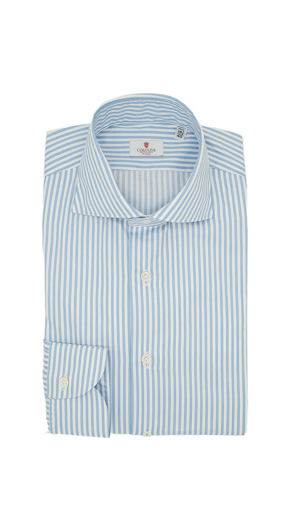 Camicia in twill a righe azzurre