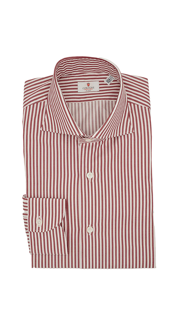 Camicia in twill a righe rosse