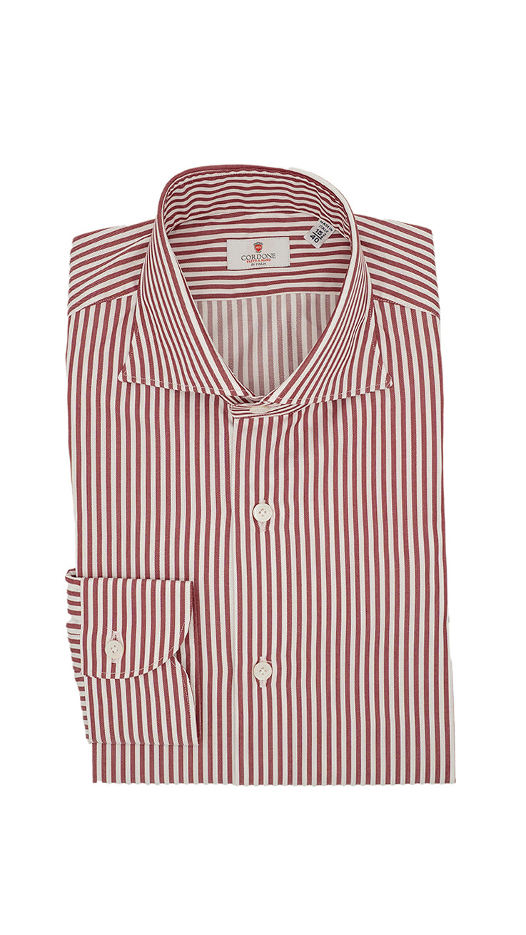 Camicia in twill a righe rosse