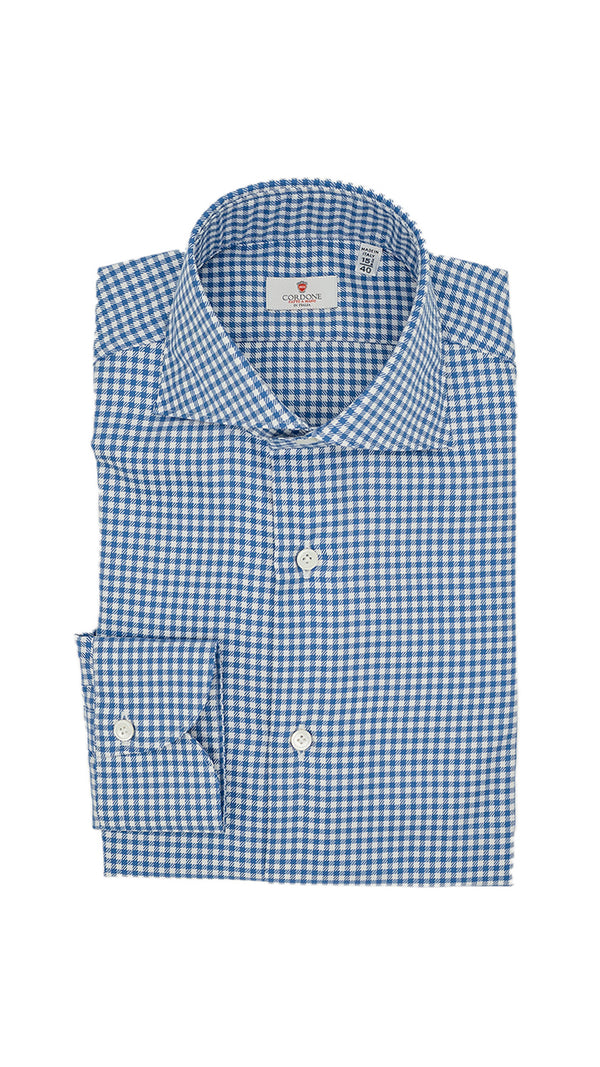 Easy Iron Check Twill Shirt Blue