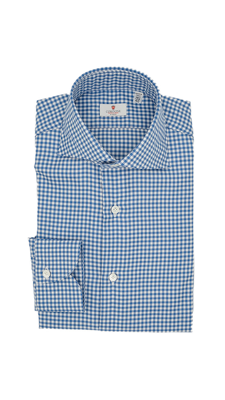 Easy Iron Check Twill Shirt Blue