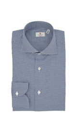 Easy Iron Pied-De-Poule Twill Shirt Blue