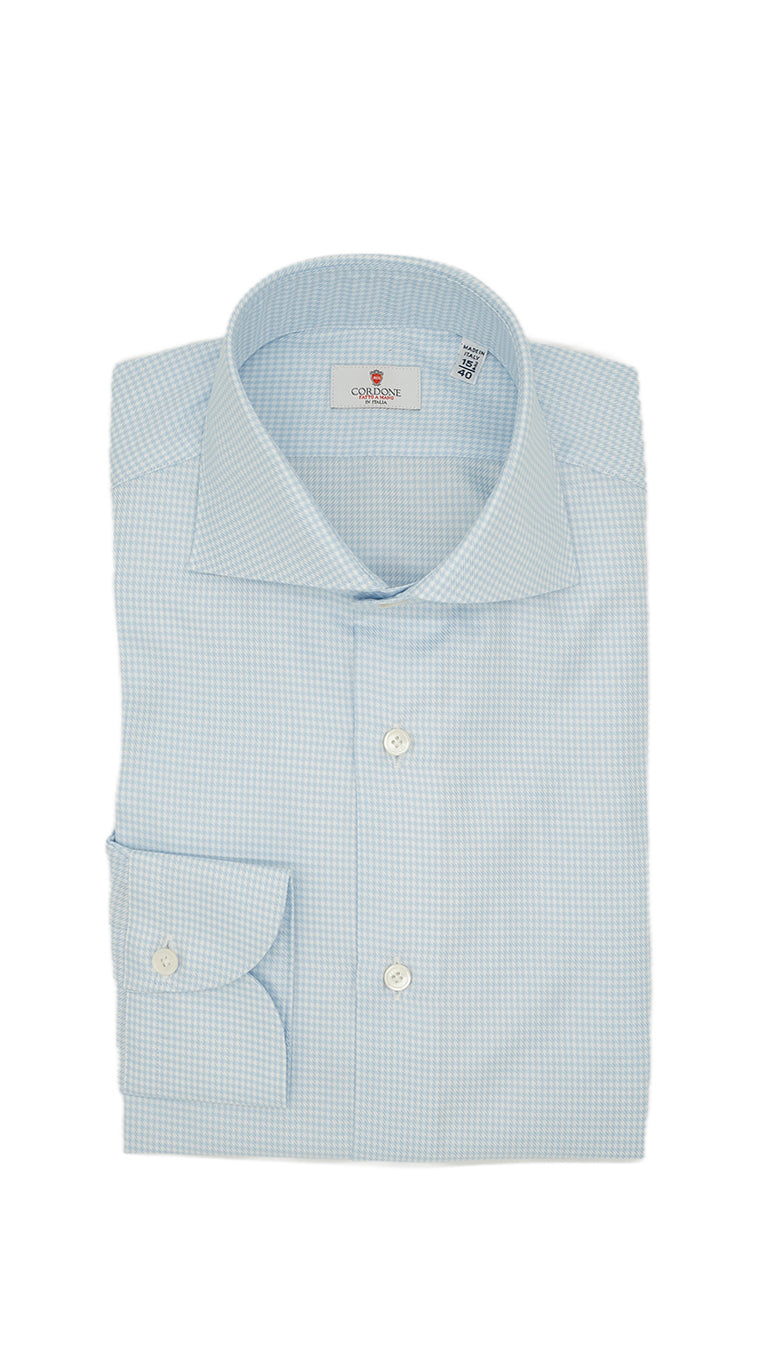 Camicia Pied-De-Poule azzurra in twill Facile Stiro