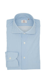 Striped Azure No Iron Techincal Fabrics Shirt