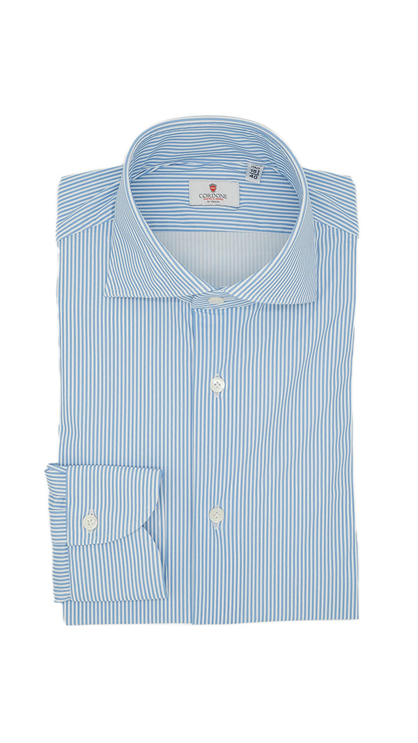 Striped Azure No Iron Techincal Fabrics Shirt