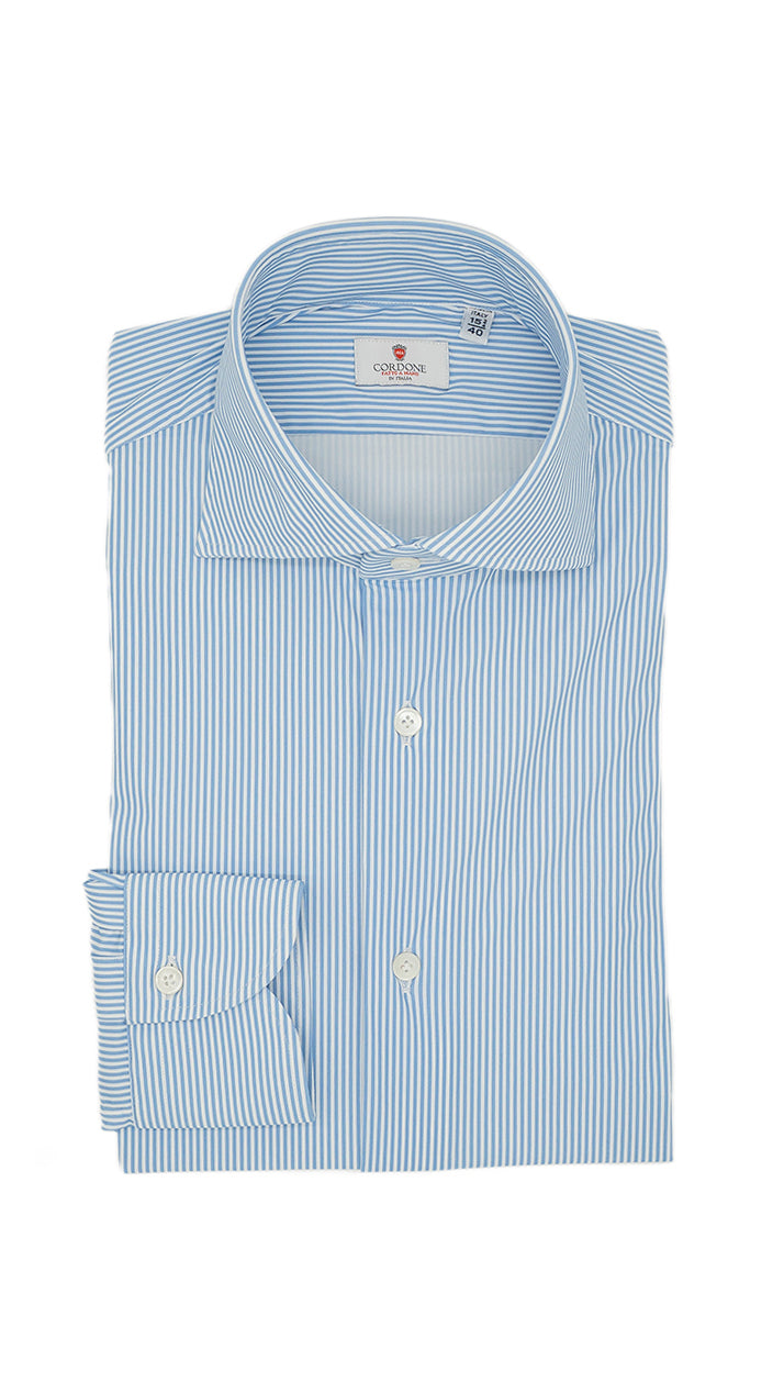 Striped Azure No Iron Techincal Fabrics Shirt