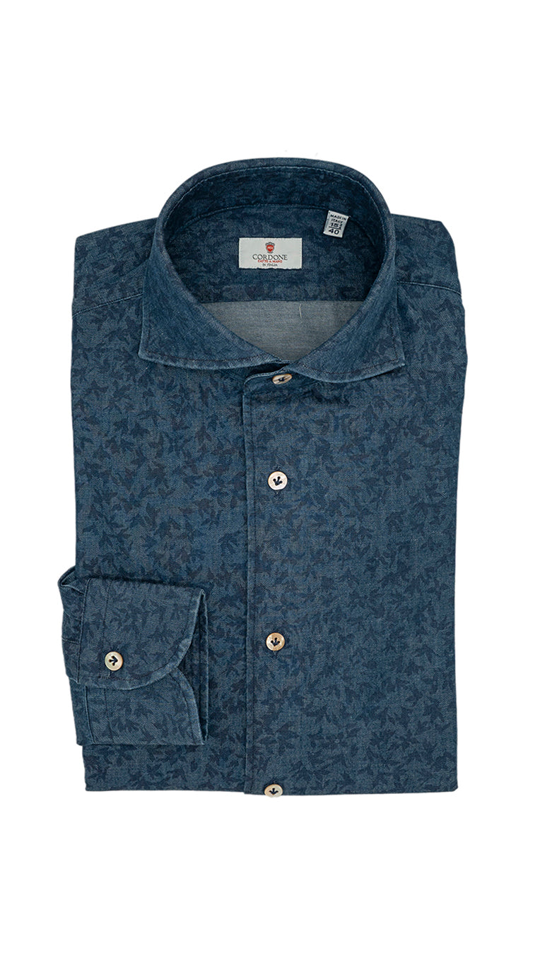 Damask Blue Denim Shirt