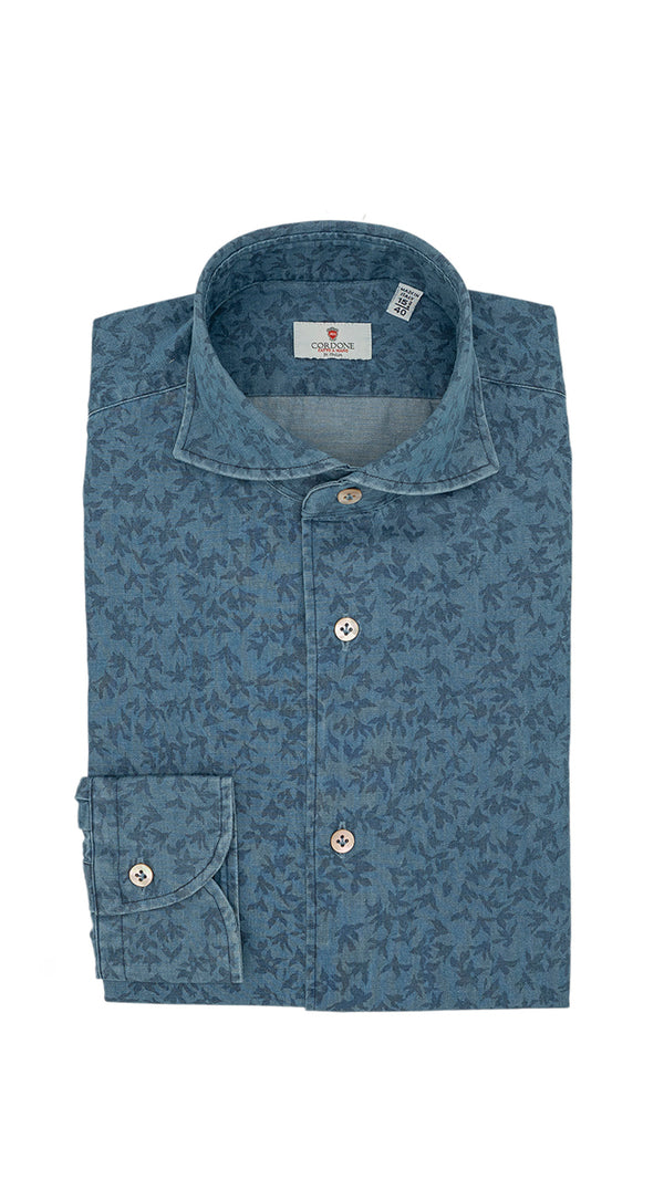 Damask Light Blue Denim Shirt