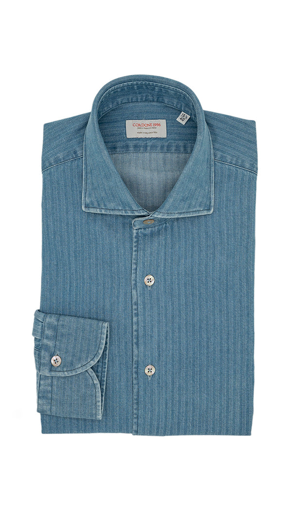 Embossed Denim Light Blue Shirt