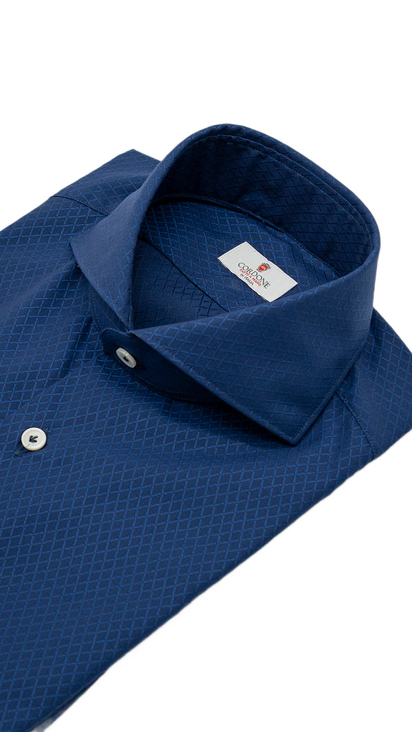 Dobby Shirt Blue Rhombs