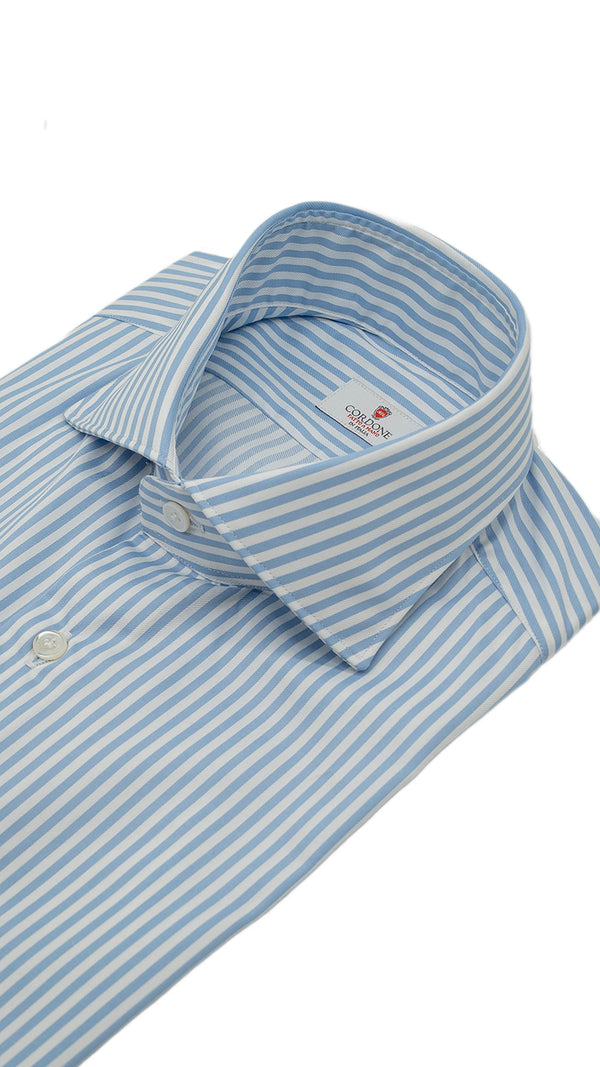 Camicia in twill a righe azzurre