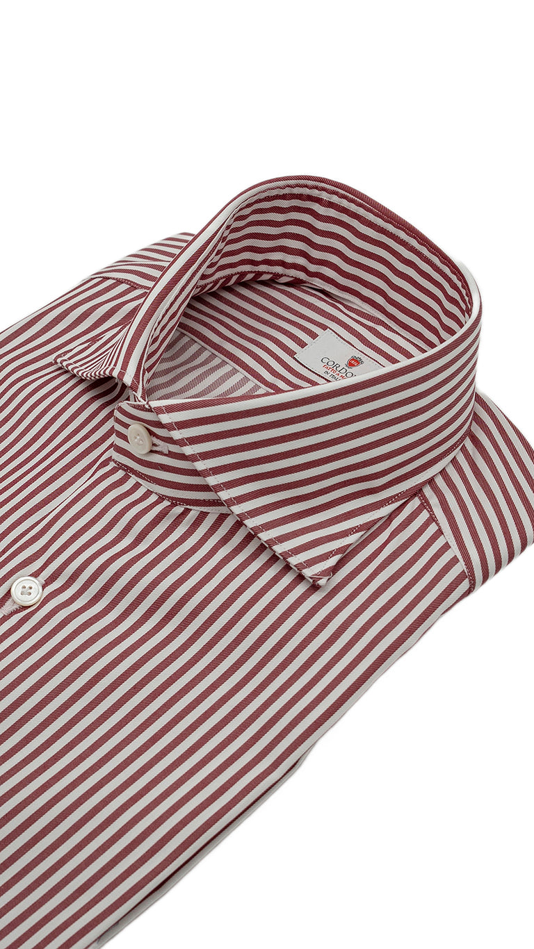 Camicia in twill a righe rosse